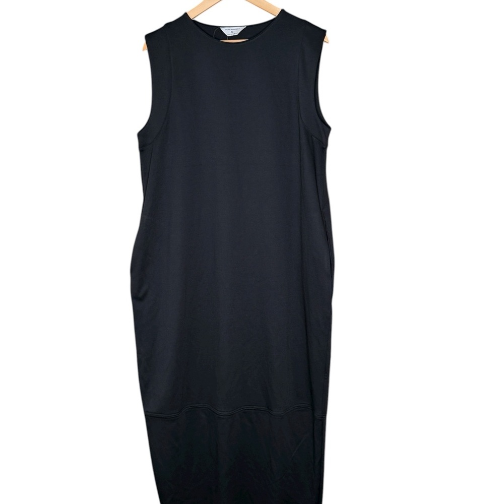 NWT Primark Black Sleeveless Midi Dress M Pockets Minimalist Capsule Chic